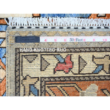 Load image into Gallery viewer, 4&#39;2&quot;x9&#39;9&quot; Cloud Gray, Hand Knotted, Vegetable Dyes, Afghan Ersari With Tribal Symbols,  Pure Wool, Densely Woven, Wide Runner Oriental Rug FWR449142