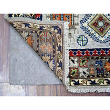 Load image into Gallery viewer, 4&#39;x6&#39; Chrome Gray, Hand Knotted, 100% Wool, Natural Dyes, Dense Weave, Afghan Ersari with Geometric Gul Motifs, Oriental Rug FWR449148