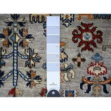 Load image into Gallery viewer, 4&#39;x6&#39; Chrome Gray, Hand Knotted, 100% Wool, Natural Dyes, Dense Weave, Afghan Ersari with Geometric Gul Motifs, Oriental Rug FWR449148