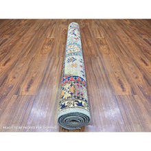 Load image into Gallery viewer, 4&#39;x6&#39; Chrome Gray, Hand Knotted, 100% Wool, Natural Dyes, Dense Weave, Afghan Ersari with Geometric Gul Motifs, Oriental Rug FWR449148