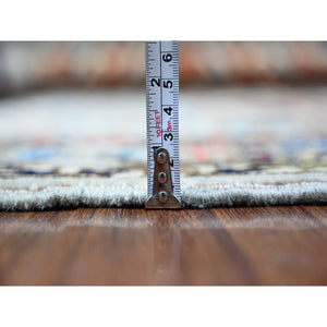 4'x6' Chrome Gray, Hand Knotted, 100% Wool, Natural Dyes, Dense Weave, Afghan Ersari with Geometric Gul Motifs, Oriental Rug FWR449148