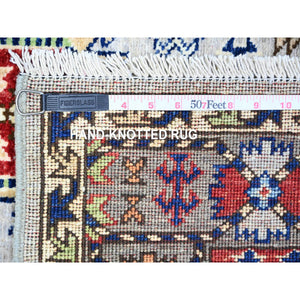 4'x6' Chrome Gray, Hand Knotted, 100% Wool, Natural Dyes, Dense Weave, Afghan Ersari With Geometric Gul Motifs, Oriental Rug FWR449148