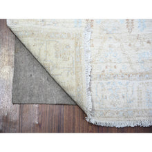 Load image into Gallery viewer, 2&#39;4&quot;x10&#39;2&quot; Ceramic Ivory, Densely Woven, Vegetable Dyes, Washed Out Peshawar With Faded Out, Natural Wool, Hand Knotted, Runner Oriental Rug FWR449244