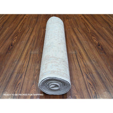 Load image into Gallery viewer, 2&#39;4&quot;x10&#39;2&quot; Ceramic Ivory, Densely Woven, Vegetable Dyes, Washed Out Peshawar With Faded Out, Natural Wool, Hand Knotted, Runner Oriental Rug FWR449244