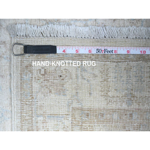 2'4"x10'2" Ceramic Ivory, Densely Woven, Vegetable Dyes, Washed Out Peshawar With Faded Out, Natural Wool, Hand Knotted, Runner Oriental Rug FWR449244