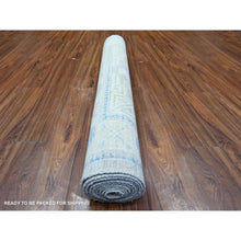 Load image into Gallery viewer, 4&#39;x12&#39;1&quot; Chrome Gray, White Wash Khotan With Pomegranate Garden Design, Organic Wool, Runner Oriental Rug FWR449262