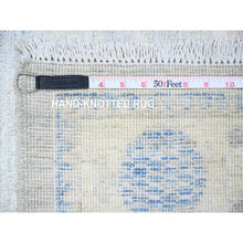 Load image into Gallery viewer, 4&#39;x12&#39;1&quot; Chrome Gray, White Wash Khotan With Pomegranate Garden Design, Organic Wool, Runner Oriental Rug FWR449262