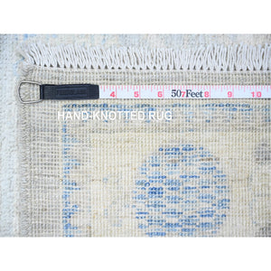 4'x12'1" Chrome Gray, White Wash Khotan With Pomegranate Garden Design, Organic Wool, Runner Oriental Rug FWR449262