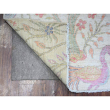 Load image into Gallery viewer, 6&#39;x6&#39; Anti-flash White, Birds Of Paradise, Abrash, Tree Of Life Hand Knotted 100% Wool Afghan Peshawar Area, Square Oriental Rug FWR449328