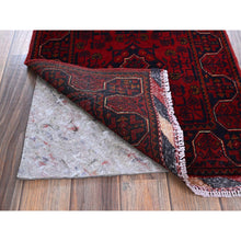 Load image into Gallery viewer, 1&#39;10&quot;x5&#39; Carmine Red, Afghan Khamyab With Geometric Pattern, Hand Knotted, Soft And Velvety Wool, Vegetable Dyes, Short &amp; Narrow Runner, Oriental Rug FWR4488
