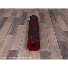 Load image into Gallery viewer, 1&#39;10&quot;x5&#39; Carmine Red, Afghan Khamyab with Geometric Pattern, Hand Knotted, Soft and Velvety Wool, Vegetable Dyes, Short &amp; Narrow Runner, Oriental Rug FWR4488