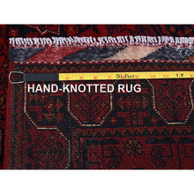 Load image into Gallery viewer, 1&#39;10&quot;x5&#39; Carmine Red, Afghan Khamyab with Geometric Pattern, Hand Knotted, Soft and Velvety Wool, Vegetable Dyes, Short &amp; Narrow Runner, Oriental Rug FWR4488