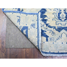 Load image into Gallery viewer, 4&#39;2&quot;x9&#39;7&quot; Astros Navy Blue, Dense Weave, Finer Peshawar Extra Soft Wool With Karajeh Design, Vegetable Dyes, Hand Knotted, Wide Runner Oriental Rug FWR449412