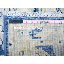 Load image into Gallery viewer, 4&#39;2&quot;x9&#39;7&quot; Astros Navy Blue, Dense Weave, Finer Peshawar Extra Soft Wool With Karajeh Design, Vegetable Dyes, Hand Knotted, Wide Runner Oriental Rug FWR449412