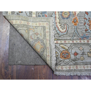 4'3"x6' Cadet Gray, Shiny Wool, Hand Knotted, Finer Peshawar With All Over Mahal Design, Natural Dyes, Densely Woven, Oriental Rug FWR449418