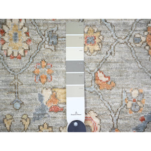 4'3"x6' Cadet Gray, Shiny Wool, Hand Knotted, Finer Peshawar With All Over Mahal Design, Natural Dyes, Densely Woven, Oriental Rug FWR449418