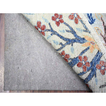 Load image into Gallery viewer, 6&#39;x6&#39; Gainsboro Gray, 100% Wool, Hand Knotted, Birds Of Paradise Afghan Peshawar Design, Vegetable Dyes, Round Oriental Rug FWR449424