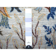 Load image into Gallery viewer, 6&#39;x6&#39; Gainsboro Gray, 100% Wool, Hand Knotted, Birds Of Paradise Afghan Peshawar Design, Vegetable Dyes, Round Oriental Rug FWR449424