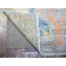 Load image into Gallery viewer, 2&#39;7&quot;x8&#39;3&quot; Blue Gray, 100% Wool, Hand Knotted, Birds Of Paradise Afghan Peshawar Design, Vegetable Dyes, Round Oriental Rug S74915