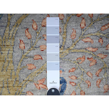 Load image into Gallery viewer, 4&#39;1&quot;x11&#39;10&quot; Cloud Gray, Natural Dyes, Afghan Peshawar with Birds of Paradise Design, Natural Wool, Hand Knotted, Wide Runner Oriental Rug FWR449520