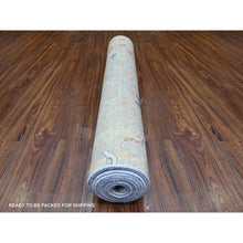 Load image into Gallery viewer, 4&#39;1&quot;x11&#39;10&quot; Cloud Gray, Natural Dyes, Afghan Peshawar with Birds of Paradise Design, Natural Wool, Hand Knotted, Wide Runner Oriental Rug FWR449520