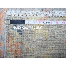 Load image into Gallery viewer, 4&#39;1&quot;x11&#39;10&quot; Cloud Gray, Natural Dyes, Afghan Peshawar with Birds of Paradise Design, Natural Wool, Hand Knotted, Wide Runner Oriental Rug FWR449520