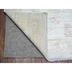 11'9"x17' Gainsboro Gray, Hand Knotted, Faded Out, Natural Dyes With Soft Wool, Afghan Angora Oushak Oriental Rug FWR449676