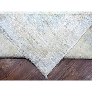 11'9"x17' Gainsboro Gray, Hand Knotted, Faded Out, Natural Dyes With Soft Wool, Afghan Angora Oushak Oriental Rug FWR449676