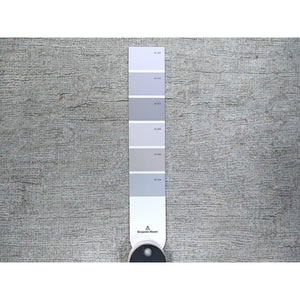 5'x6'9" Platinum Gray, White Wash Peshawar with All Over Design, Natural Dyes, Pure Wool, Hand Knotted, Oriental Rug FWR449694
