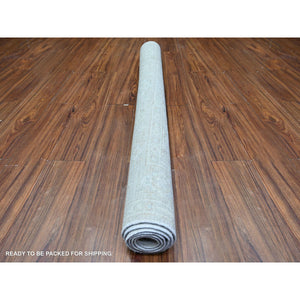 5'x6'9" Platinum Gray, White Wash Peshawar with All Over Design, Natural Dyes, Pure Wool, Hand Knotted, Oriental Rug FWR449694