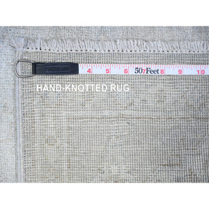 5'x6'9" Platinum Gray, White Wash Peshawar with All Over Design, Natural Dyes, Pure Wool, Hand Knotted, Oriental Rug FWR449694