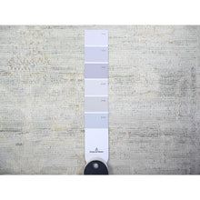 Load image into Gallery viewer, 3&#39;9&quot;x9&#39;9&quot; Cadet Gray, Washed Out Peshawar with Faded Colors, 100% Wool, Hand Knotted, Natural Dyes, Wide Runner Oriental Rug FWR449700