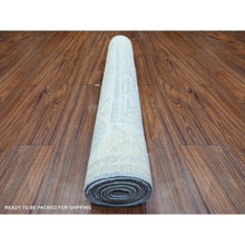 Load image into Gallery viewer, 3&#39;9&quot;x9&#39;9&quot; Cadet Gray, Washed Out Peshawar with Faded Colors, 100% Wool, Hand Knotted, Natural Dyes, Wide Runner Oriental Rug FWR449700