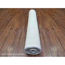 Load image into Gallery viewer, 3&#39;10&quot;x11&#39;2&quot; White Diamond, Hand Knotted White Wash Peshawar With Faded Design, Vegetable Dyes, 100% Wool, Hand Knotted, Runner Oriental Rug FWR449706