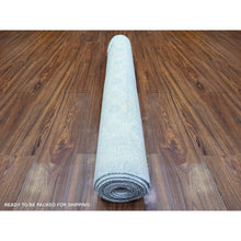 Load image into Gallery viewer, 4&#39;x10&#39; Oxford Gray, White Wash Pomegranate Design Samarkand Khotan Rug, Natural Wool, Hand Knotted, Vegetable Dyes, Densely Woven, Oriental Rug FWR449712
