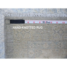 Load image into Gallery viewer, 4&#39;x10&#39; Oxford Gray, White Wash Pomegranate Design Samarkand Khotan Rug, Natural Wool, Hand Knotted, Vegetable Dyes, Densely Woven, Oriental Rug FWR449712