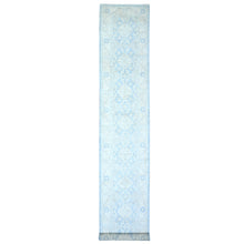 Load image into Gallery viewer, 2&#39;8&quot;x16&#39;2&quot; Carolina Blue, Organic Wool Hand Knotted, Vegetable Dyes Finer Peshawar with Faded Colors, XL Runner Oriental Rug FWR449724
