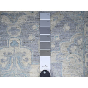 2'6"x5'8" Blue Gray, Natural Dyes, Extra Soft Wool Hand Knotted, Finer Peshawar With All Over Pattern, Oriental Rug FWR449730