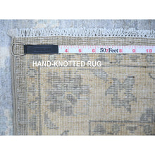 Load image into Gallery viewer, 2&#39;6&quot;x14&#39;8&quot; Glaucous Gray and Spring Ivory, Natural Dyes, Natural Wool, Hand Knotted, Finer Peshawar with All Over Pattern, XL Runner Oriental Rug FWR449736