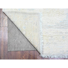 Load image into Gallery viewer, 3&#39;1&quot;x12&#39; Blue Gray and White Dove, Vegetable Dyes, White Wash Peshawar with Faded Out , Shiny Wool, Hand Knotted, Runner Oriental Rug FWR449766