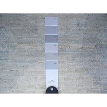 Load image into Gallery viewer, 3&#39;1&quot;x12&#39; Blue Gray and White Dove, Vegetable Dyes, White Wash Peshawar with Faded Out , Shiny Wool, Hand Knotted, Runner Oriental Rug FWR449766
