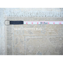 Load image into Gallery viewer, 3&#39;1&quot;x12&#39; Blue Gray and White Dove, Vegetable Dyes, White Wash Peshawar with Faded Out , Shiny Wool, Hand Knotted, Runner Oriental Rug FWR449766