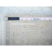 Load image into Gallery viewer, 3&#39;1&quot;x12&#39; Blue Gray And White Dove, Vegetable Dyes, White Wash Peshawar With Faded Out , Shiny Wool, Hand Knotted, Runner Oriental Rug FWR449766