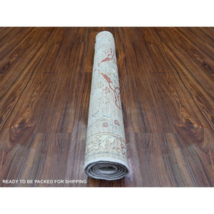 3'1"x5' Goose Gray, Bidjar Garus Design with Narrow Border, Organic Wool, Hand Knotted, Vegetable Dyes, Oriental Rug FWR449814
