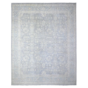 11'9"x14'4" Chrome Gray, Natural Dyes, Washed Out Peshawar, High Grade Wool, Hand Knotted, Oversized Oriental Rug FWR449832