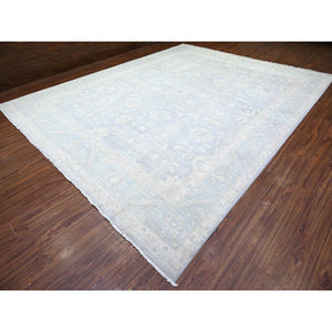 11'9"x14'4" Chrome Gray, Natural Dyes, Washed Out Peshawar, High Grade Wool, Hand Knotted, Oversized Oriental Rug FWR449832