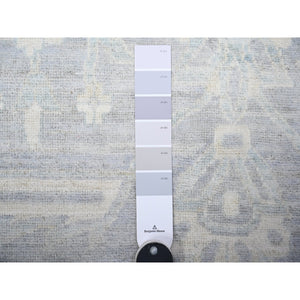 11'9"x14'4" Chrome Gray, Natural Dyes, Washed Out Peshawar, High Grade Wool, Hand Knotted, Oversized Oriental Rug FWR449832