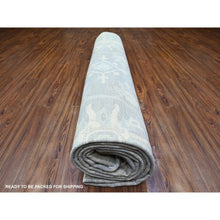 Load image into Gallery viewer, 11&#39;9&quot;x14&#39;4&quot; Chrome Gray, Natural Dyes, Washed Out Peshawar, High Grade Wool, Hand Knotted, Oversized Oriental Rug FWR449832