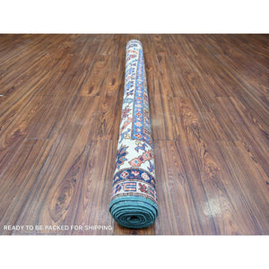 6'x8'9" Myrtle Green, 100% Wool, Vegetable Dyes, Afghan Super Kazak With All Over Medallions, Hand Knotted, Oriental Rug FWR449868