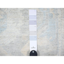 Load image into Gallery viewer, 4&#39;x9&#39;9&quot; Cloud Gray, Hand Knotted, Washed Out Peshawar with Faded Designs, Vegetable Dyes, Organic and Soft Wool, Wide Runner Oriental Rug FWR449898
